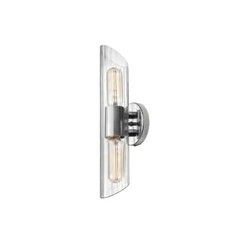 Dainolite 2LT Polished Chrome Wall Sconce w/ Clear Fluted Glass