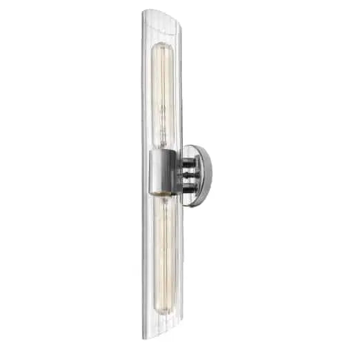 Dainolite 2LT Polished Chrome Wall Sconce w/ Clear Fluted Glass