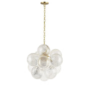 Dainolite 3 Light Aged Brass Pendant w/ Clear Spiral Glass