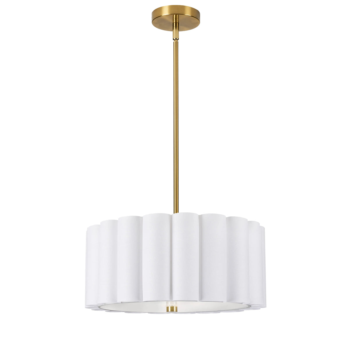 Dainolite 3 Light Aged Brass Pendant w/ White Shade