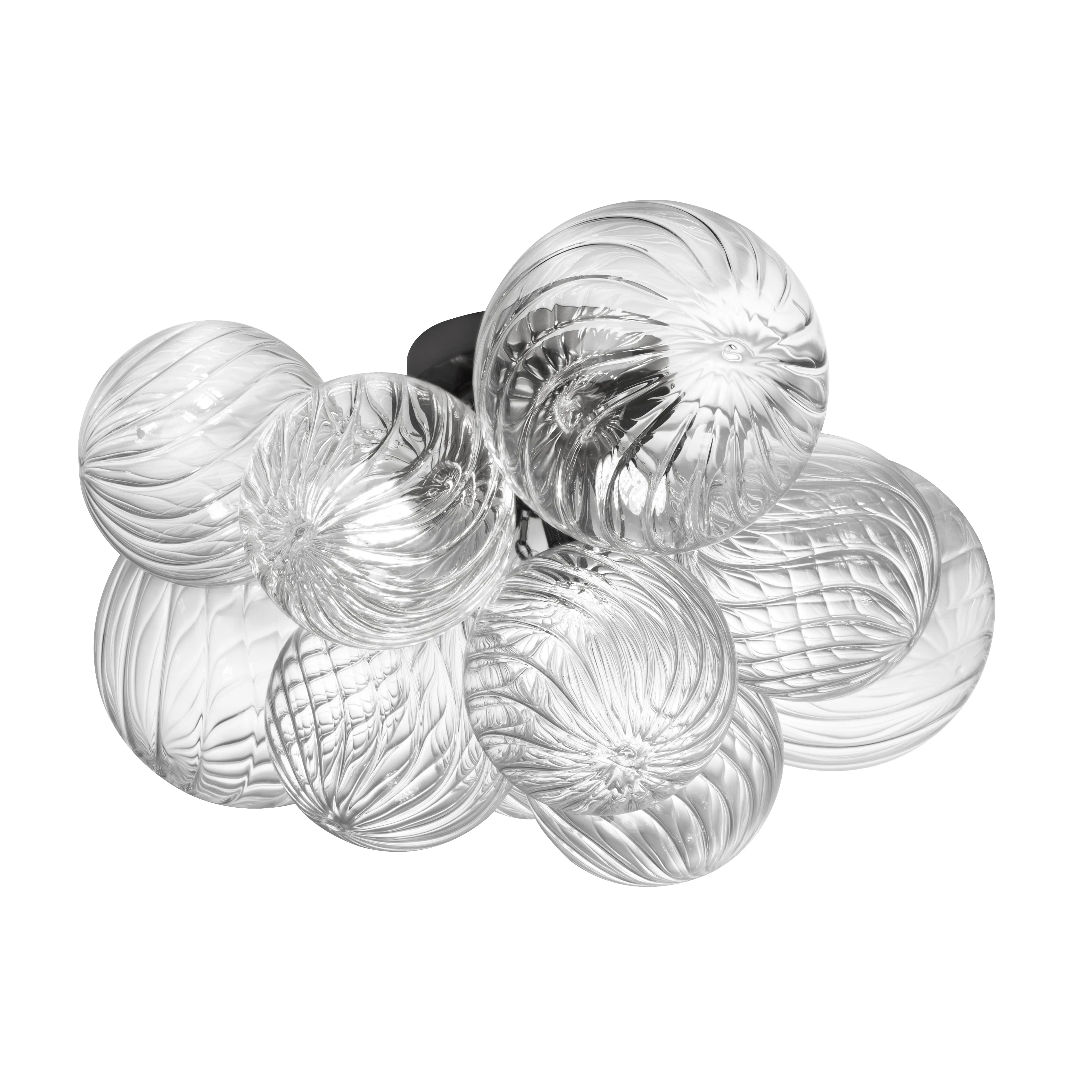 Dainolite 3 Light Halogen Flush Mount Matte Black with Clear Spiral Glass