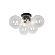 Dainolite 3 Light Halogen Flush Mount, Matte Black with Clear Glass