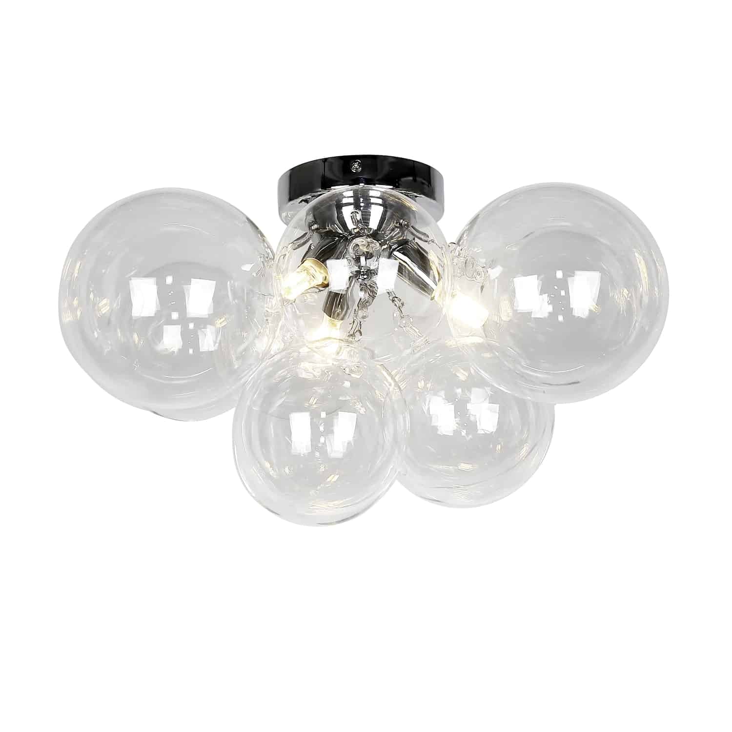Dainolite 3 Light Halogen Flush Mount, Polished Chrome with Clear Glass