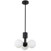 Dainolite 3 Light Halogen Pendant Matte Black with White Opal Glass