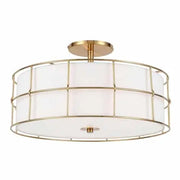 Dainolite 3 Light Incandescent Aged Brass Semi-Flush Mount Fixture w/White Shade