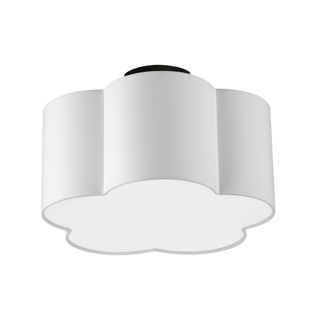 Dainolite 3 Light Incandescent Flush Mount, Matte Black w/ White Shade