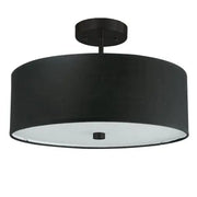 Dainolite 3 Light Incandescent Matte Black Semi-Flush Fixture w/ Black Shade