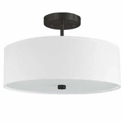 Dainolite 3 Light Incandescent Matte Black Semi-Flush Fixture w/ White Shade