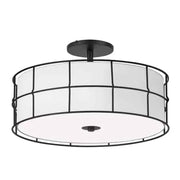 Dainolite 3 Light Incandescent Matte Black Semi-Flush Mount Fixture w/White Shade