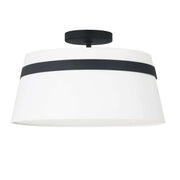 Dainolite 3 Light Incandescent Matte Black Semi-Flush Mount w/ White Shade