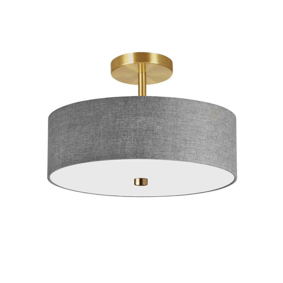 Dainolite 3 Light Incandescent Semi-Flush Mount Aged Brass with Grey Shade