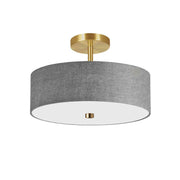 Dainolite 3 Light Incandescent Semi-Flush Mount Aged Brass with Grey Shade