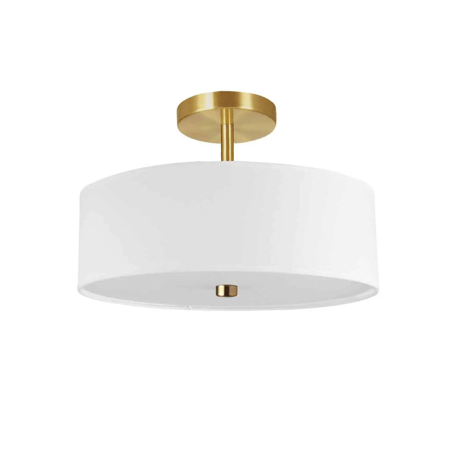 Dainolite 3 Light Incandescent Semi-Flush Mount Aged Brass with White Shade