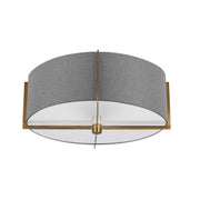 Dainolite 3 Light Incandescent Semi-Flush Mount, Aged Brass with Grey Shade