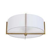 Dainolite 3 Light Incandescent Semi-Flush Mount, Aged Brass with White Shade