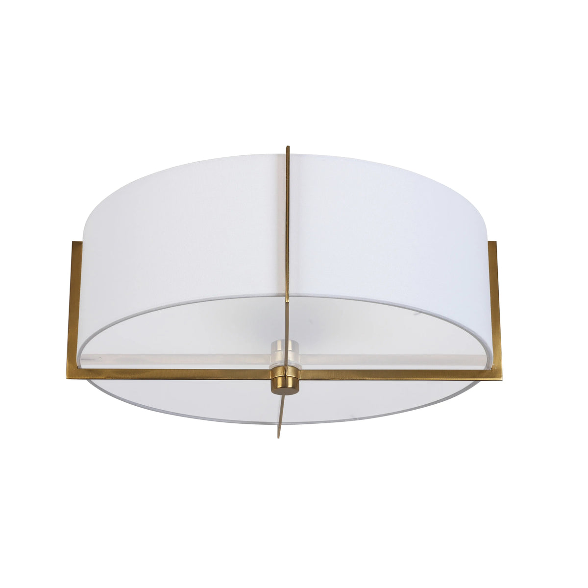 Dainolite 3 Light Incandescent Semi-Flush Mount, Aged Brass with White Shade