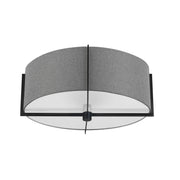 Dainolite 3 Light Incandescent Semi-Flush Mount, Matte Black with Grey Shade
