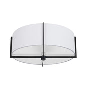 Dainolite 3 Light Incandescent Semi-Flush Mount, Matte Black with White Shade