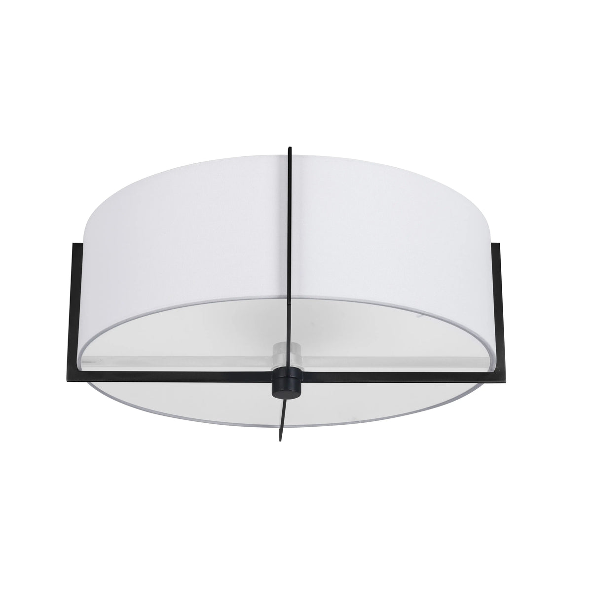 Dainolite 3 Light Incandescent Semi-Flush Mount, Matte Black with White Shade