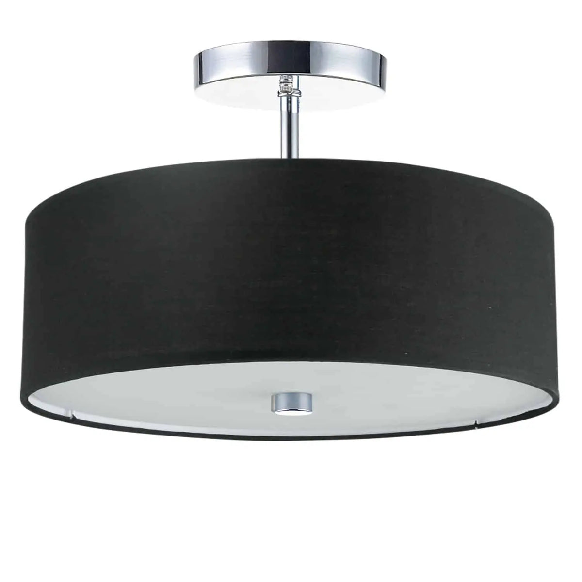 Dainolite 3 Light Incandescent Semi Flush Polished Chrome Finish with Black Shade