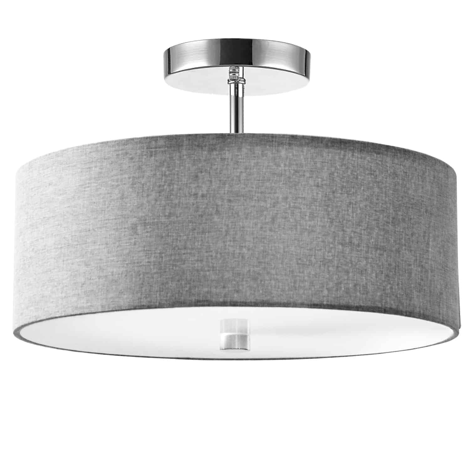 Dainolite 3 Light Incandescent Semi Flush Polished Chrome Finish with Grey Shade