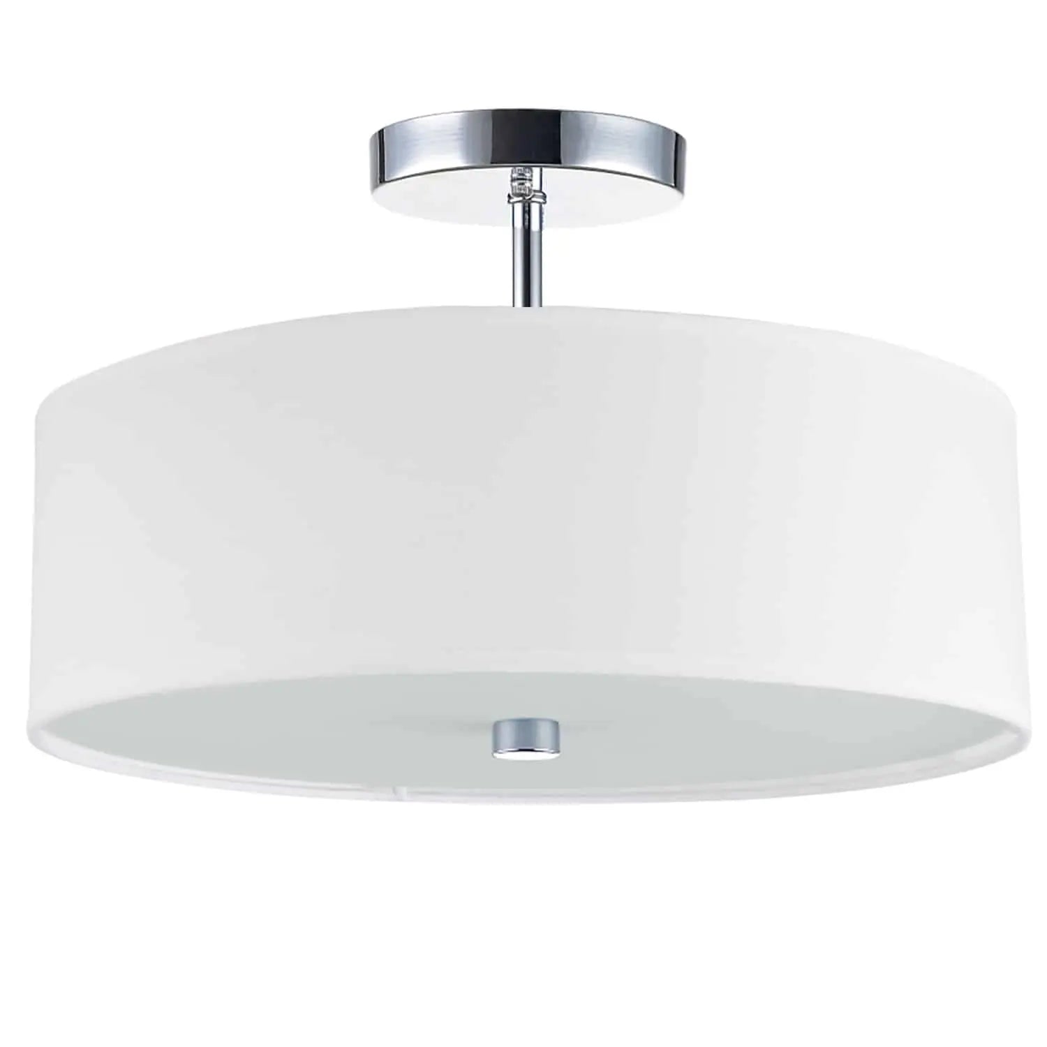 Dainolite 3 Light Incandescent Semi Flush Polished Chrome Finish with White Shade