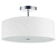 Dainolite 3 Light Incandescent Semi Flush Polished Chrome Finish with White Shade
