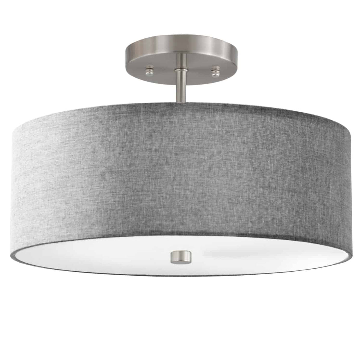 Dainolite 3 Light Incandescent Semi Flush Satin Chrome Finish with Grey Shade