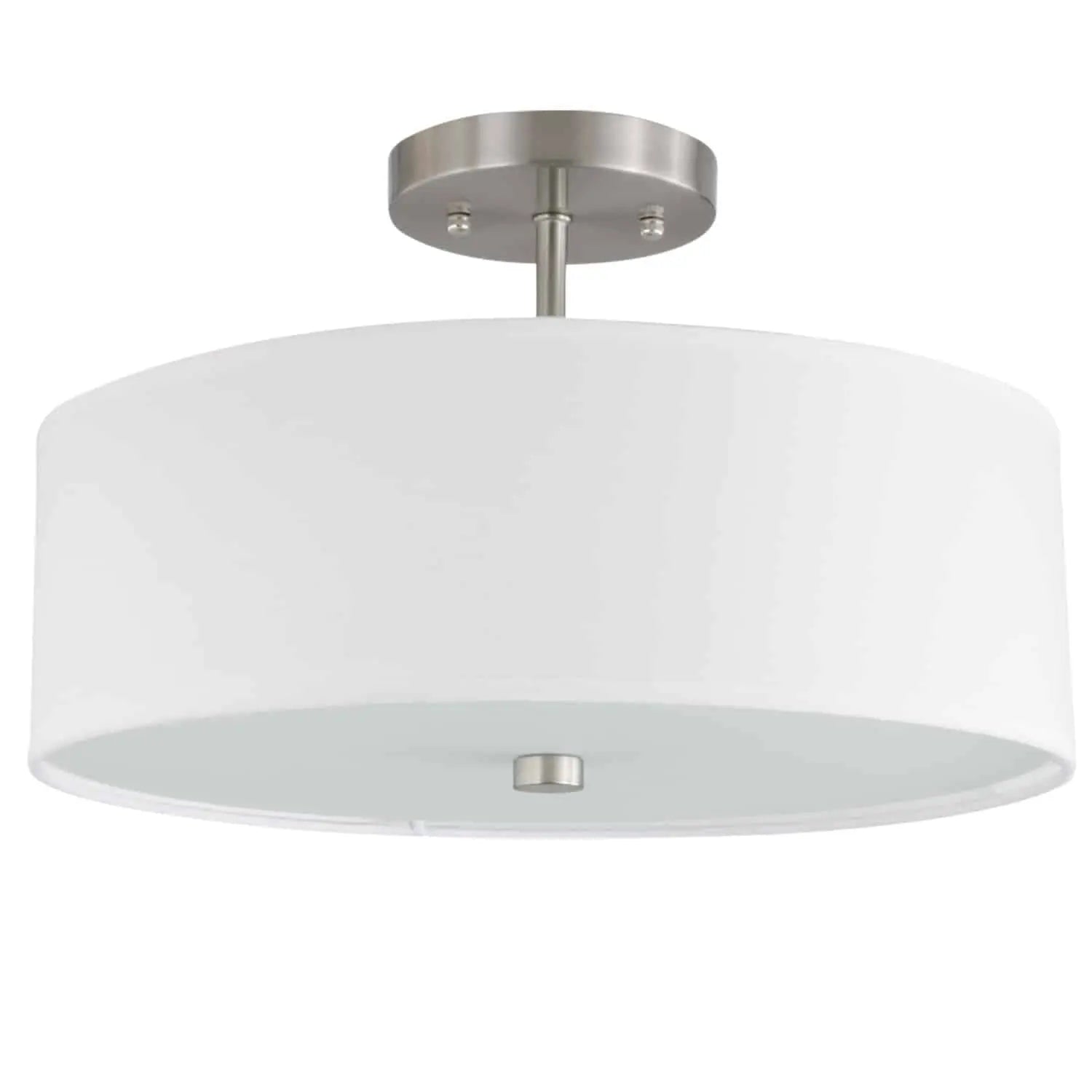 Dainolite 3 Light Incandescent Semi Flush Satin Chrome Finish with White Shade