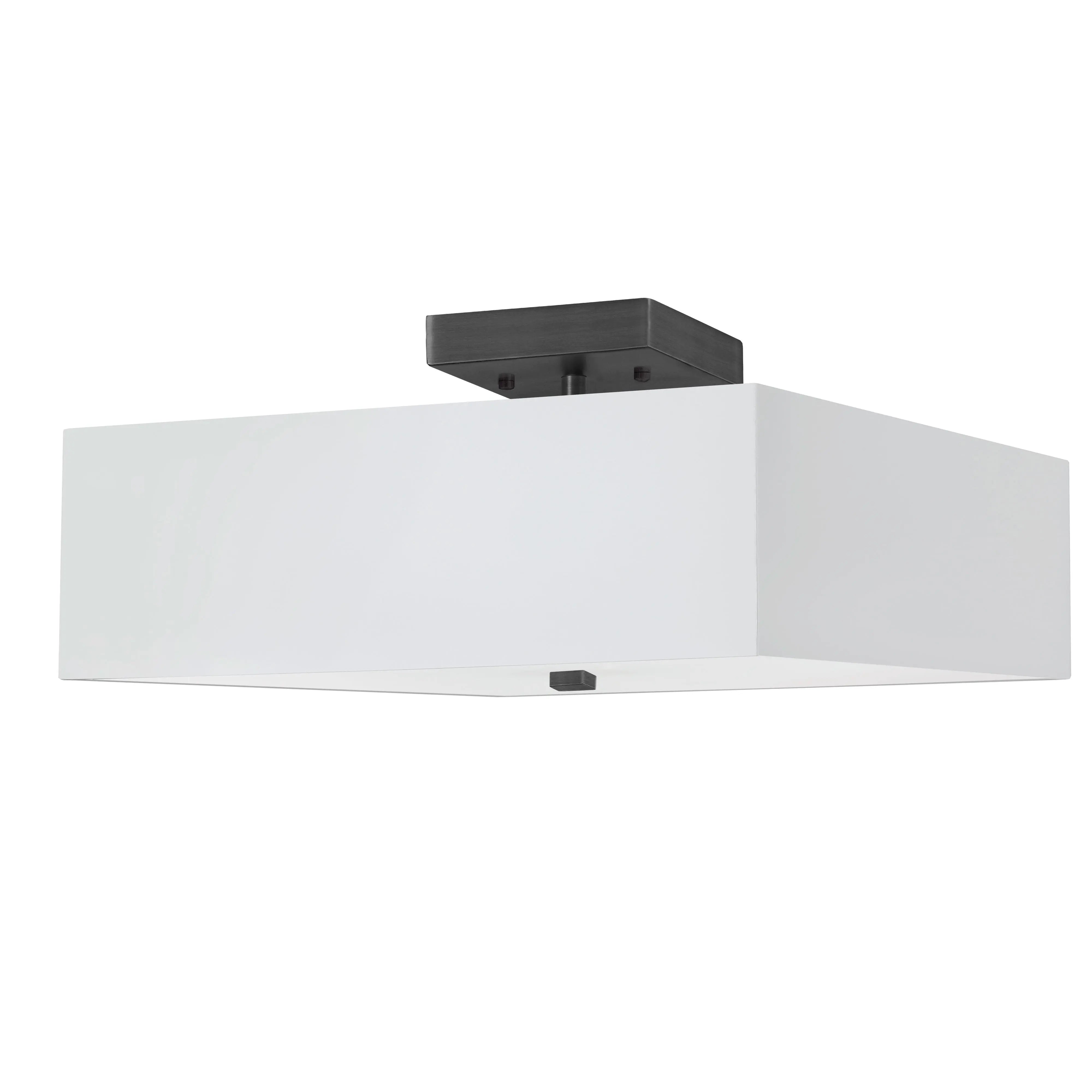 Dainolite 3 Light Incandescent Semi-Flush, Matte Black with White Shade