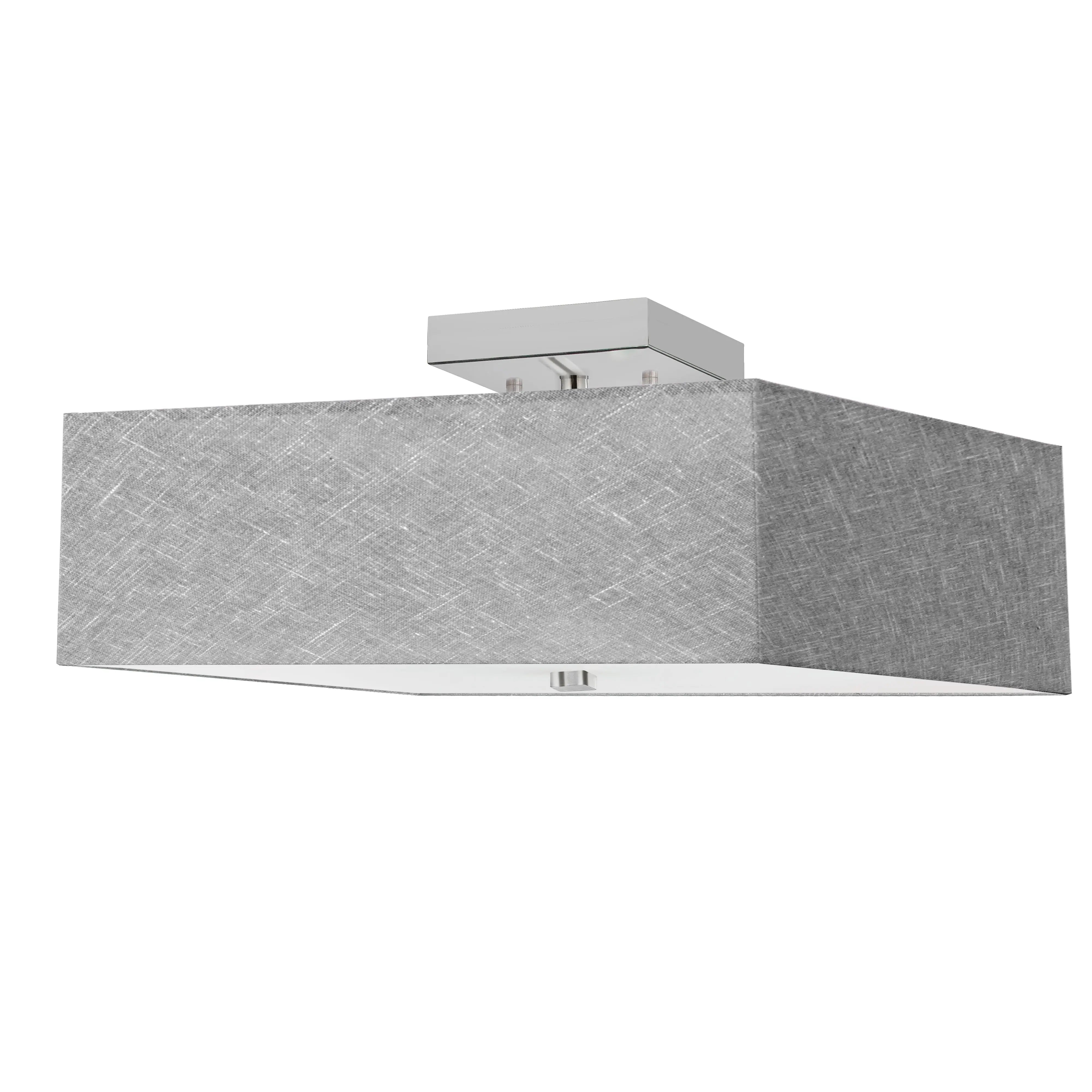 Dainolite 3 Light Incandescent Semi-Flush, Polished Chrome with Grey Shade