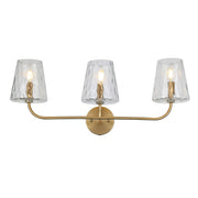 Dainolite 3 Light Incandescent Vanity Aged Brass with Clear Hammered Glass