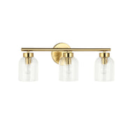 Dainolite 3 Light Incandescent Vienna Vanity Aged Brass w/ Clear Ribbed Glass