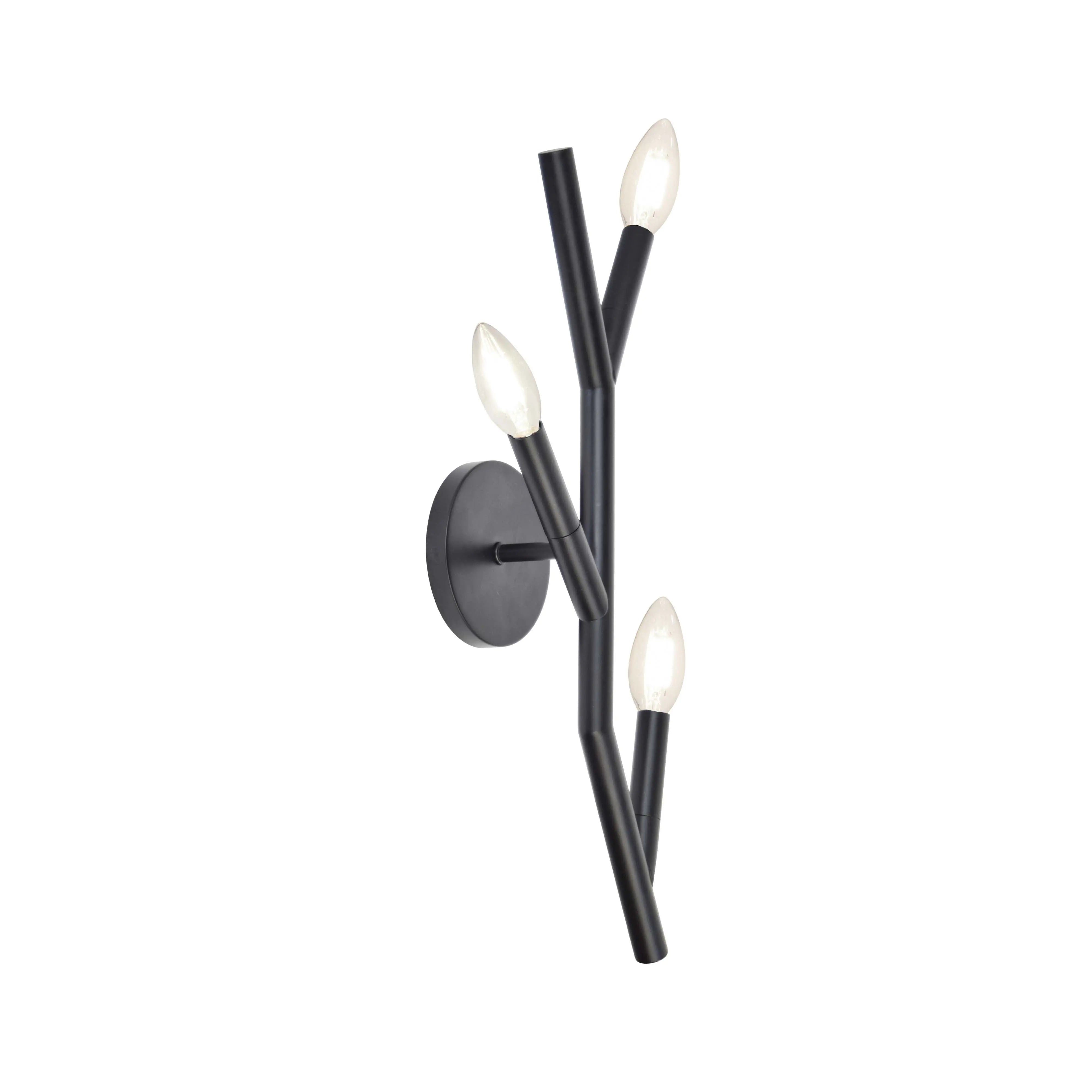 Dainolite 3 Light Incandescent Wall Satin Chrome Matte Black