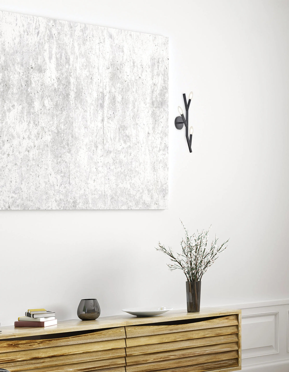 Dainolite 3 Light Incandescent Wall Satin Chrome Matte Black