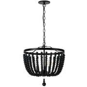 Dainolite 3 Light Matte Black Beaded Pendant