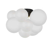 Dainolite 3 Light Matte Black Halogen Flush Mount w/ Frosted Glass