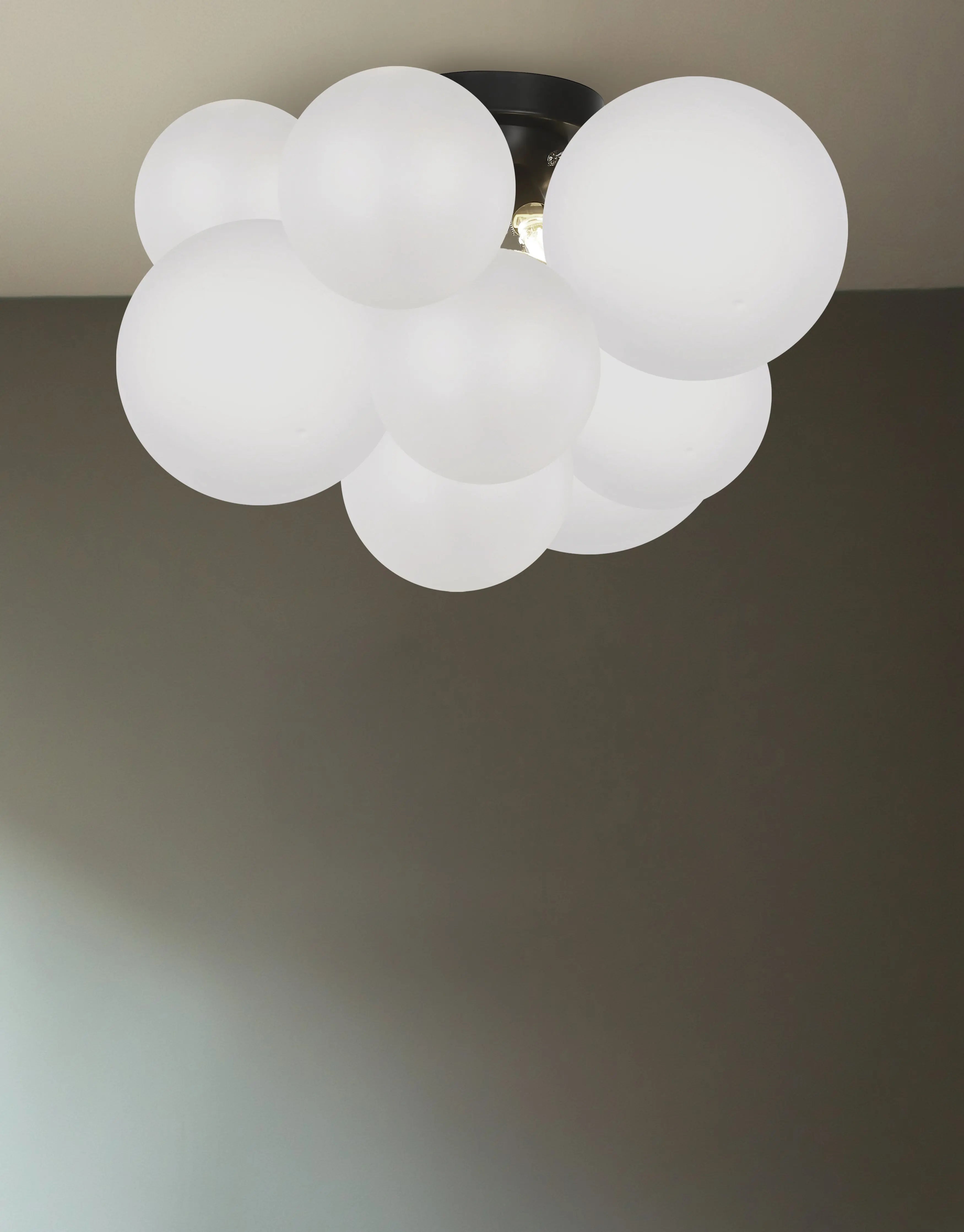 Dainolite 3 Light Matte Black Halogen Flush Mount w/ Frosted Glass