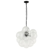 Dainolite 3 Light Matte Black Pendant w/ Clear Spiral Glass
