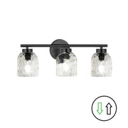 Dainolite 3 Light Matte Black Vanity w/ Clear Water Glass