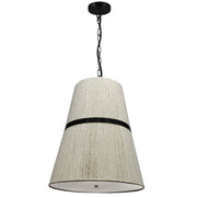 Dainolite 3 Light Pendant in Matte Black w/ Natural String Shade