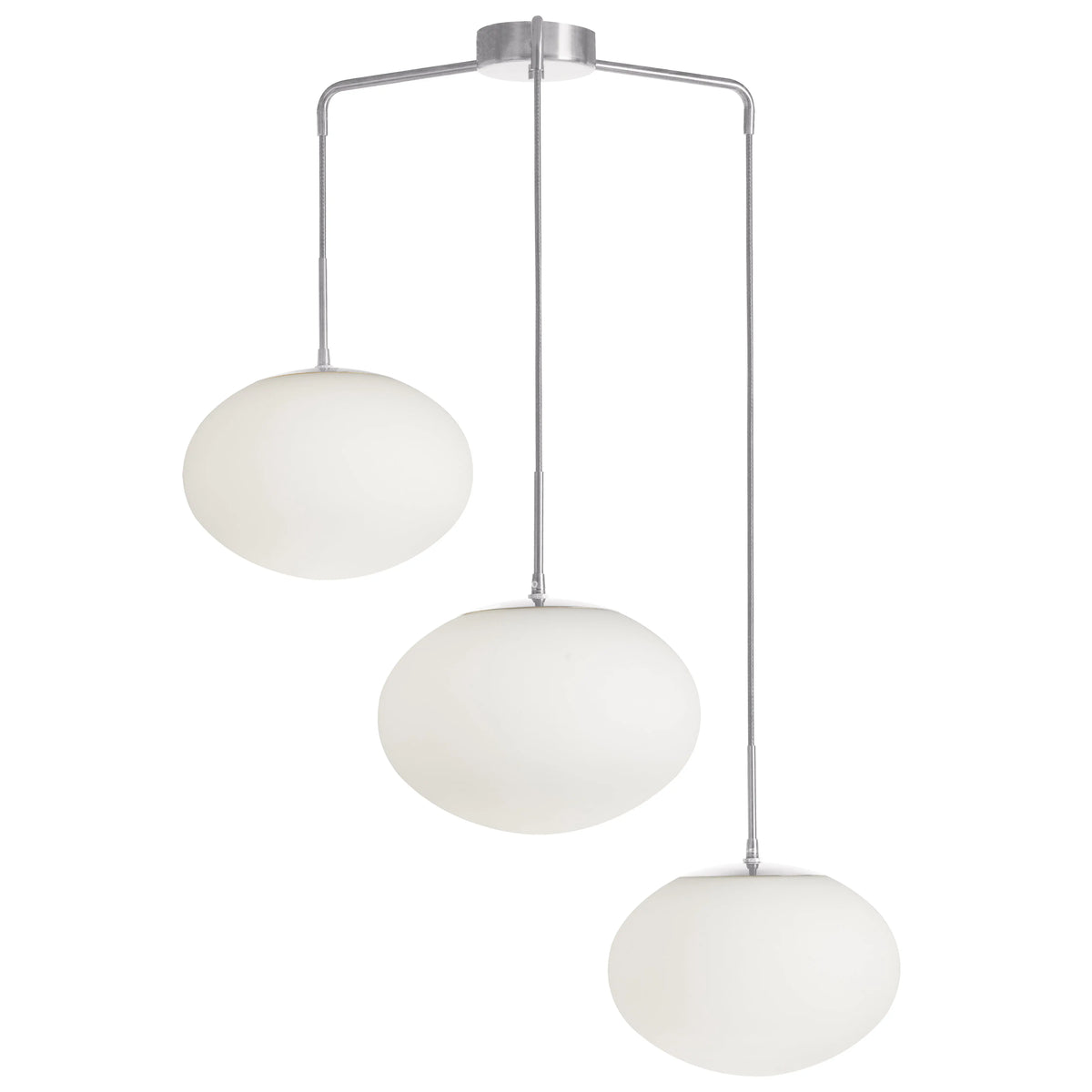 Dainolite 3 Light Pendant in Polished Chrome w/ White Opal Glass