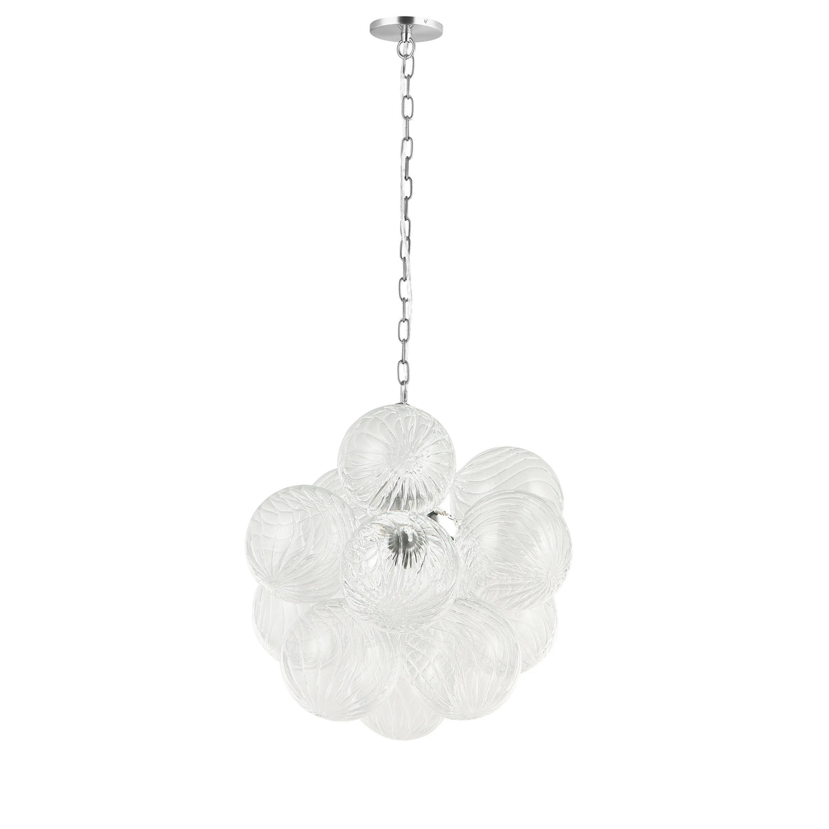 Dainolite 3 Light Polished Chrome Pendant w/ Clear Spiral Glass