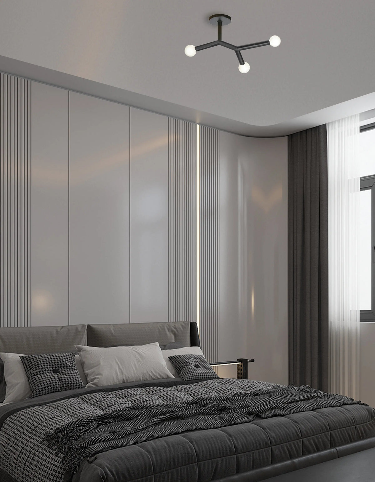Dainolite 3 Light Semi-Flush in Matte Black