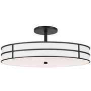 Dainolite 3 Light Semi-Flush in Matte Black w/ White Fabric Shade
