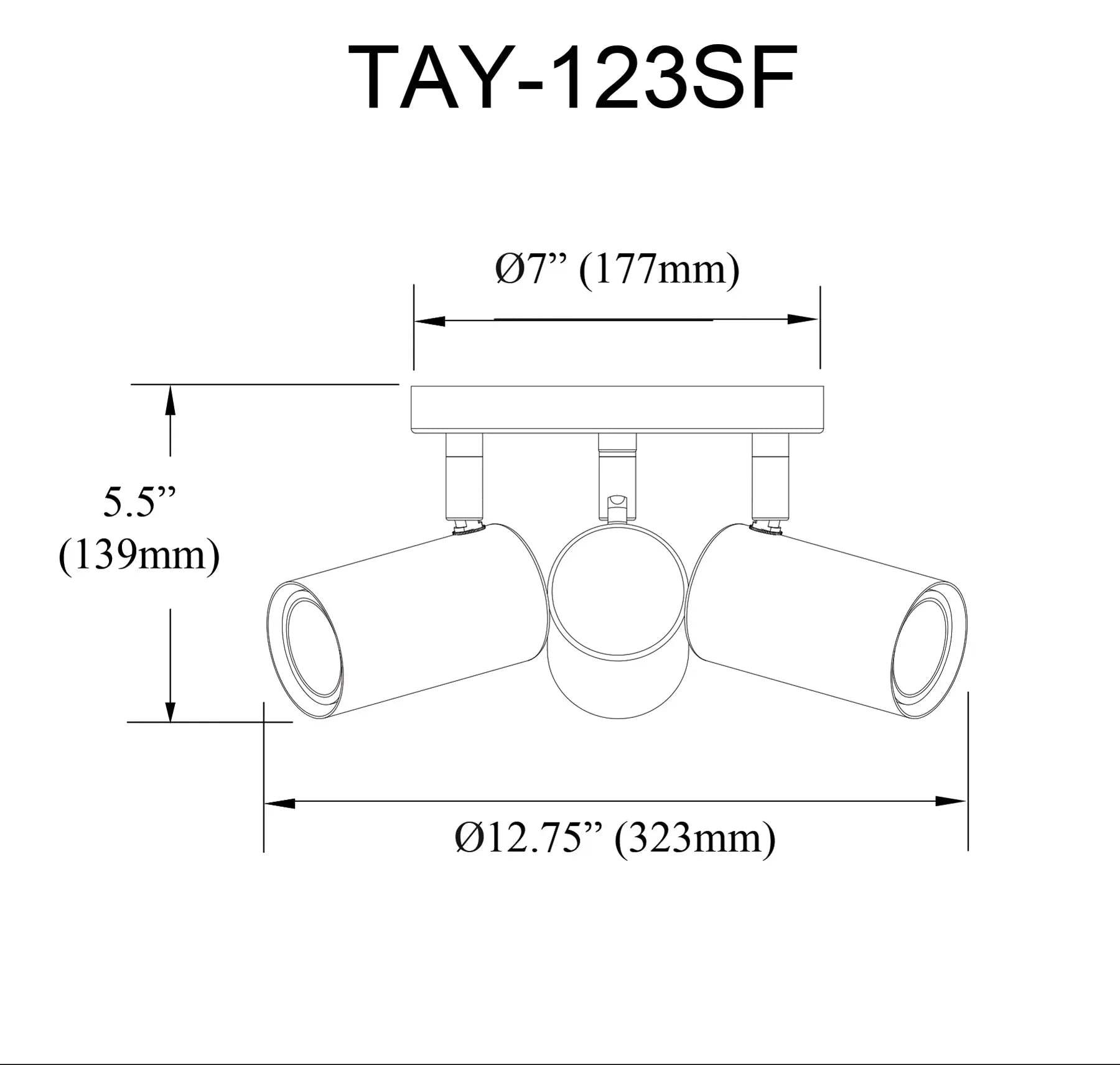 Dainolite 3 Light Spot Light in Matte Black