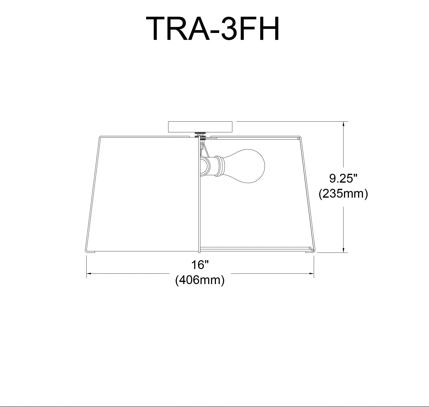 Dainolite 3 Light Trapezoid Flush Mount Gold frame and White Shade w/ 790 Diffuser