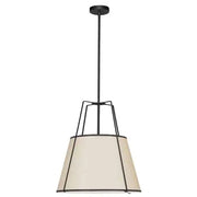 Dainolite 3 Light Trapezoid Pendant Black/Cream Shade w/ White Fabric Diffuser