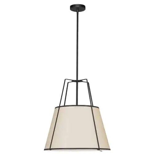 Dainolite 3 Light Trapezoid Pendant Black/Cream Shade w/ White Fabric Diffuser