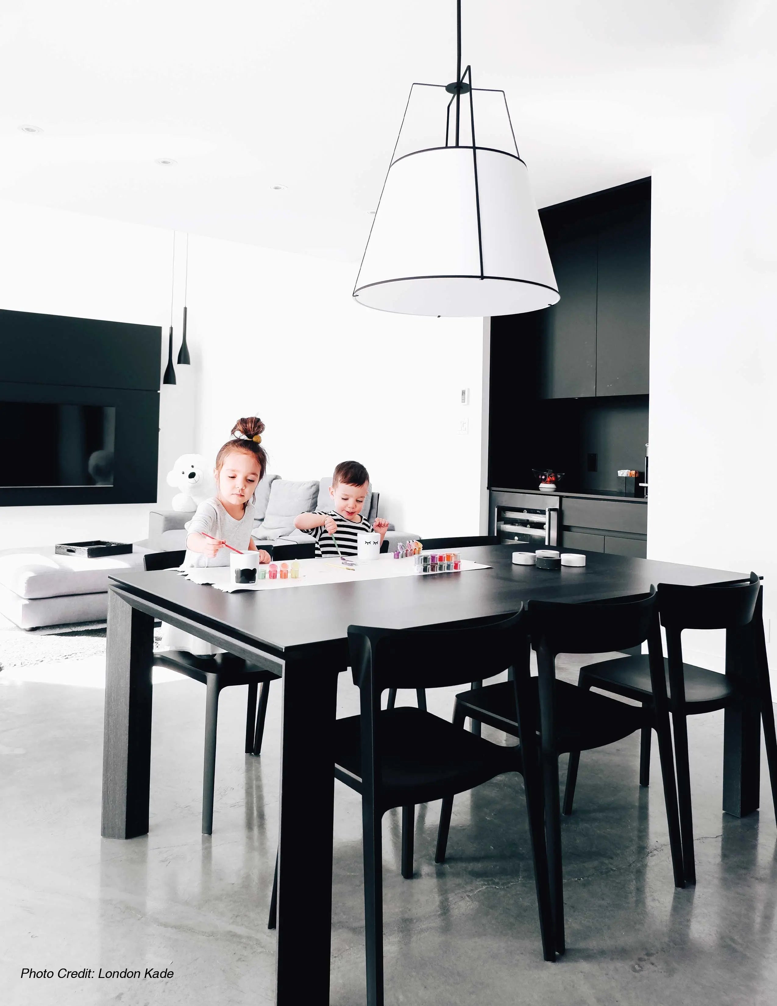 Dainolite 3 Light Trapezoid Pendant Black White Shade with 790 Diffuser